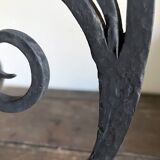 Antique Arts & Crafts Lamp cf. Tiffany Wrought iron and stained glass