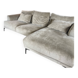 AmPm corner sofa in beige velvet