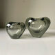 Set of 2 heart shaped Holmegaard crystal vases by Per Lutken