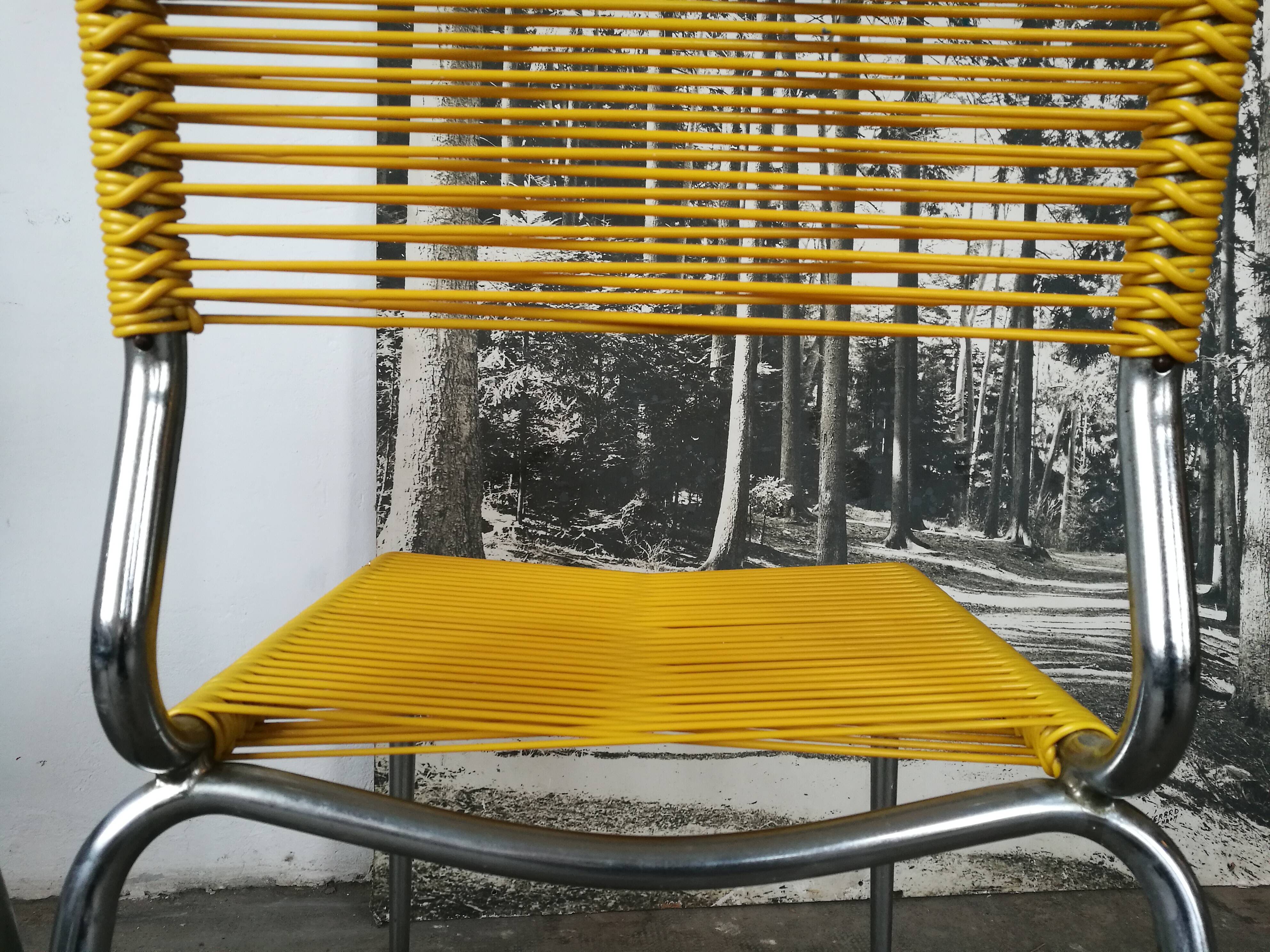 Set of 3 vintage scoubidou chairs