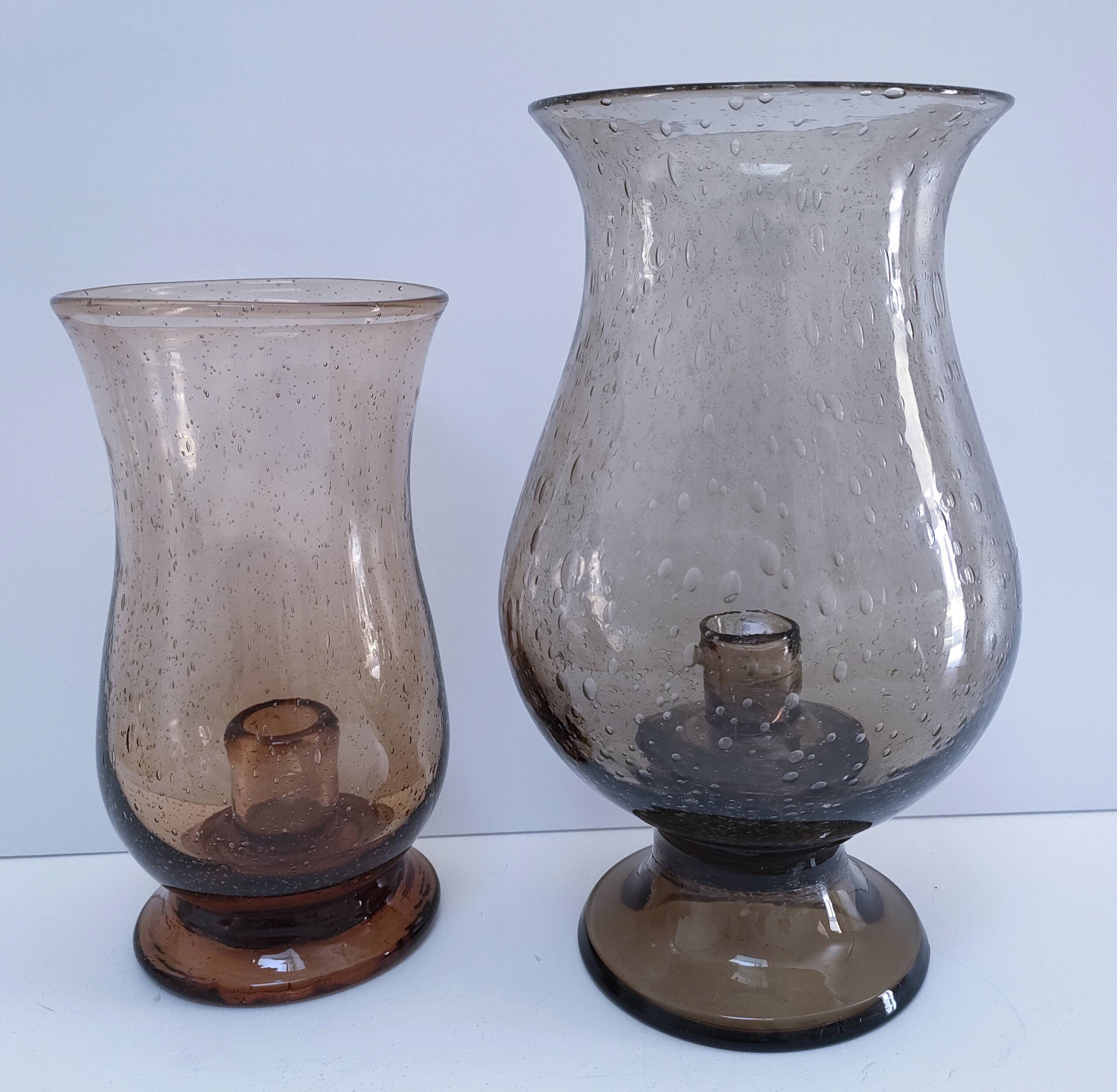 two bubble glass candle holders