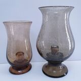 two bubble glass candle holders