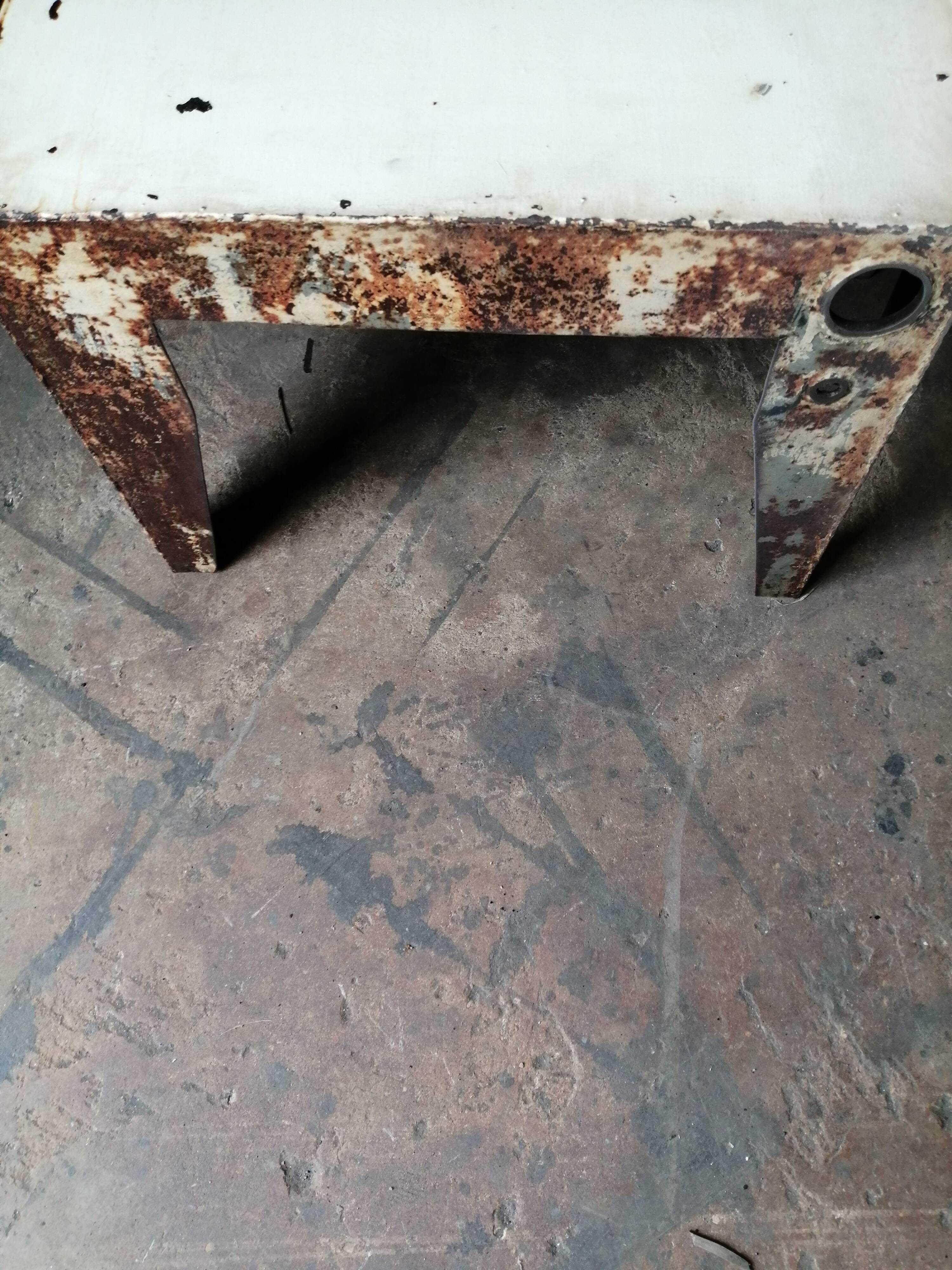 White metal industrial coffee table