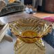 Amber glass floral bowl – 1960s-1970s