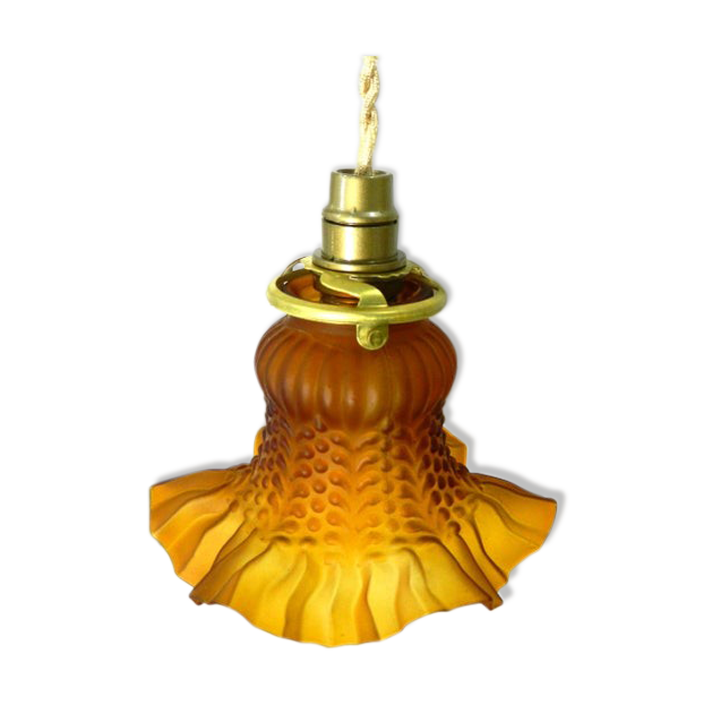 Dark amber glass hanging lamp