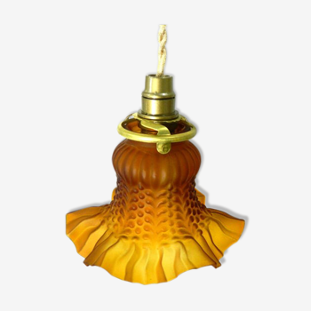 Dark amber glass hanging lamp