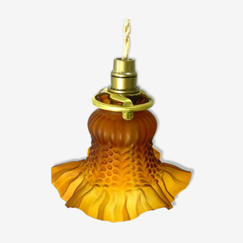 Lampe à suspension en verre ambre foncé