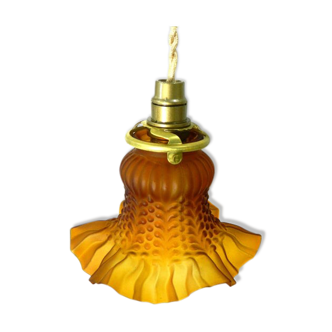 Dark amber glass hanging lamp