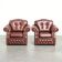 Vintage set of 2 cowhide leather Chesterfield armchairs in a brown colour