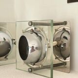 Set of 2 vintage chrome Space Age eyeball wall lights - 70s