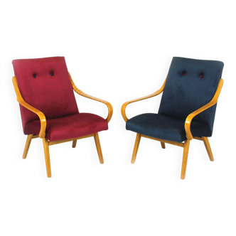 Restored Mid-Century Bentwood Armchairs by Jaroslav Smidek for TON, 1960s, Set of 2