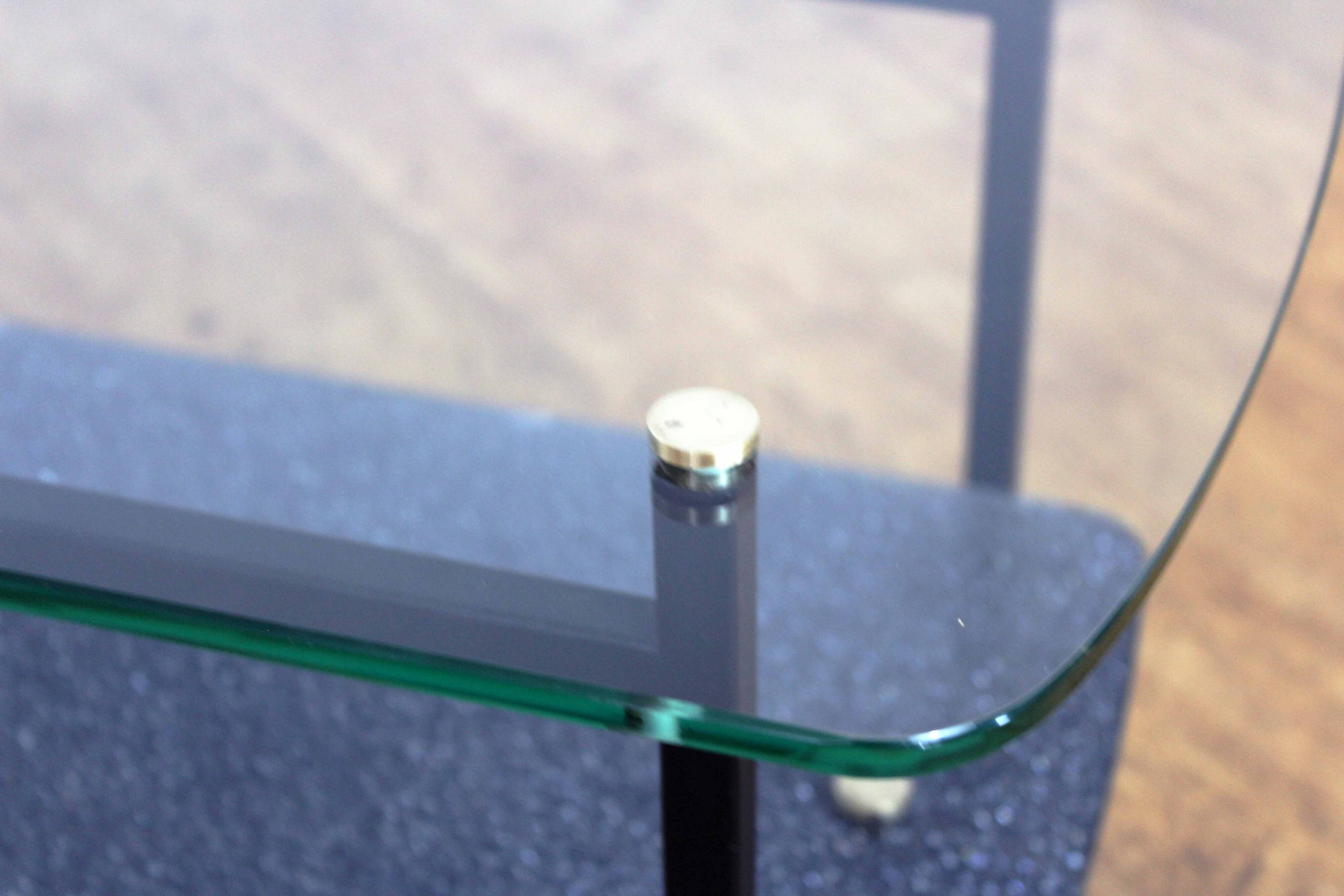 Vintage glass and metal coffee table 1970