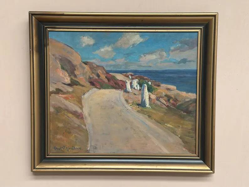Original Swedish Oil on Canvas – “The Way” by Aksel G Knůdsen – Signed, Vintage & Framed – 52 x 45 cm (24" x 20")