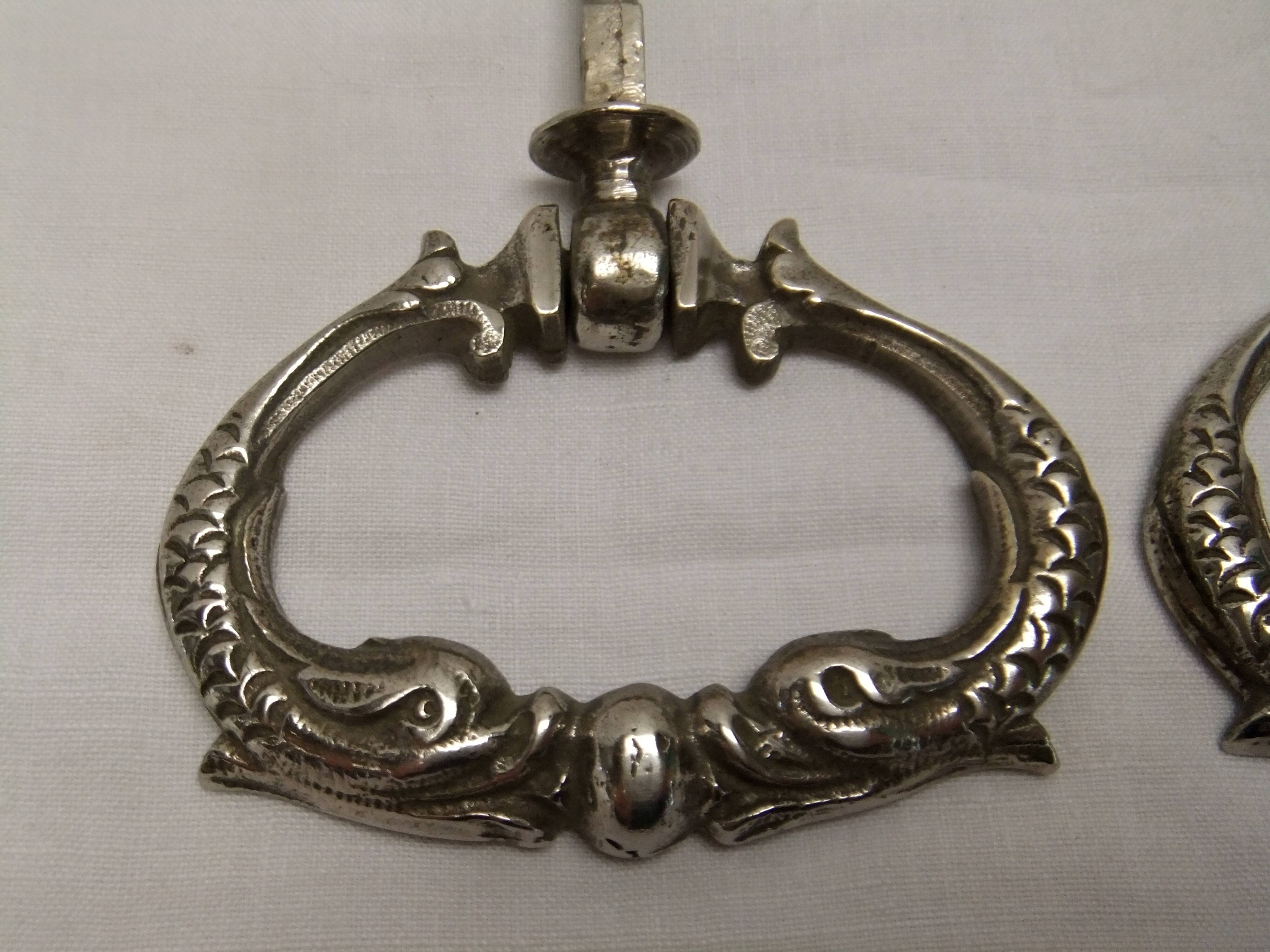 Old furniture handle drawer door fish dolphin pendant
