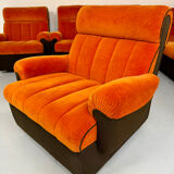 Modular vintage orange corner sofa, 1970s pop design.