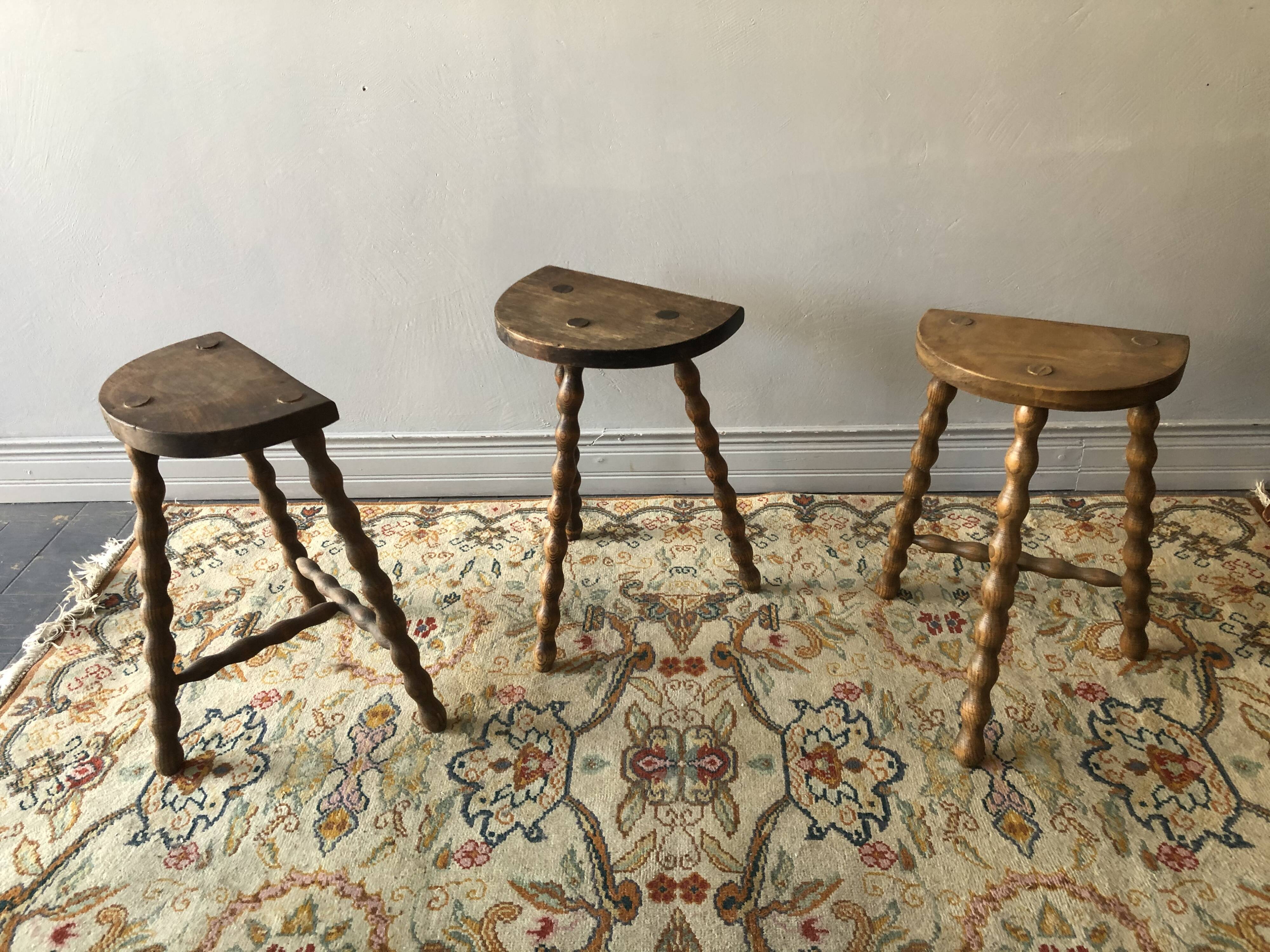 Set of 3 wooden stools