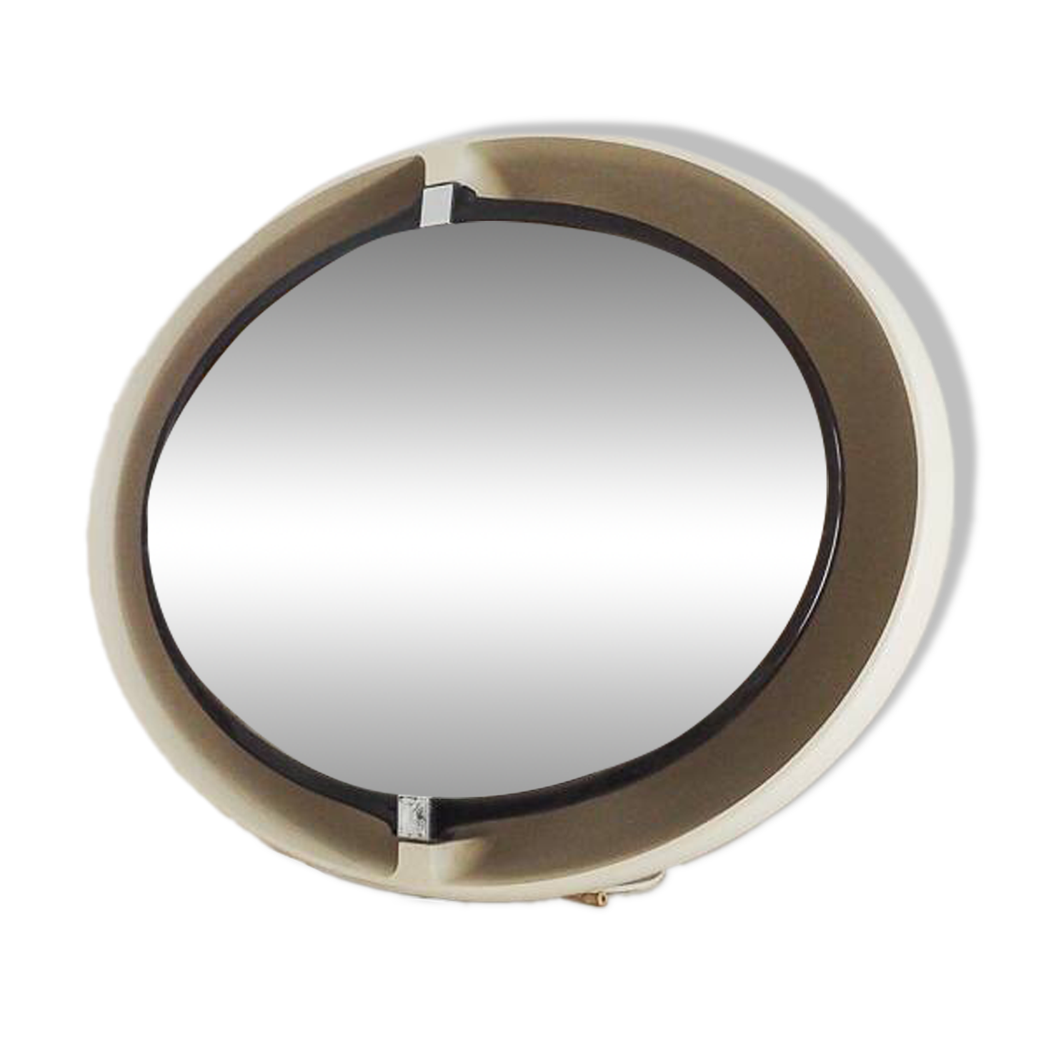 Large tiltable oval vintage retro plastic mirror luminous