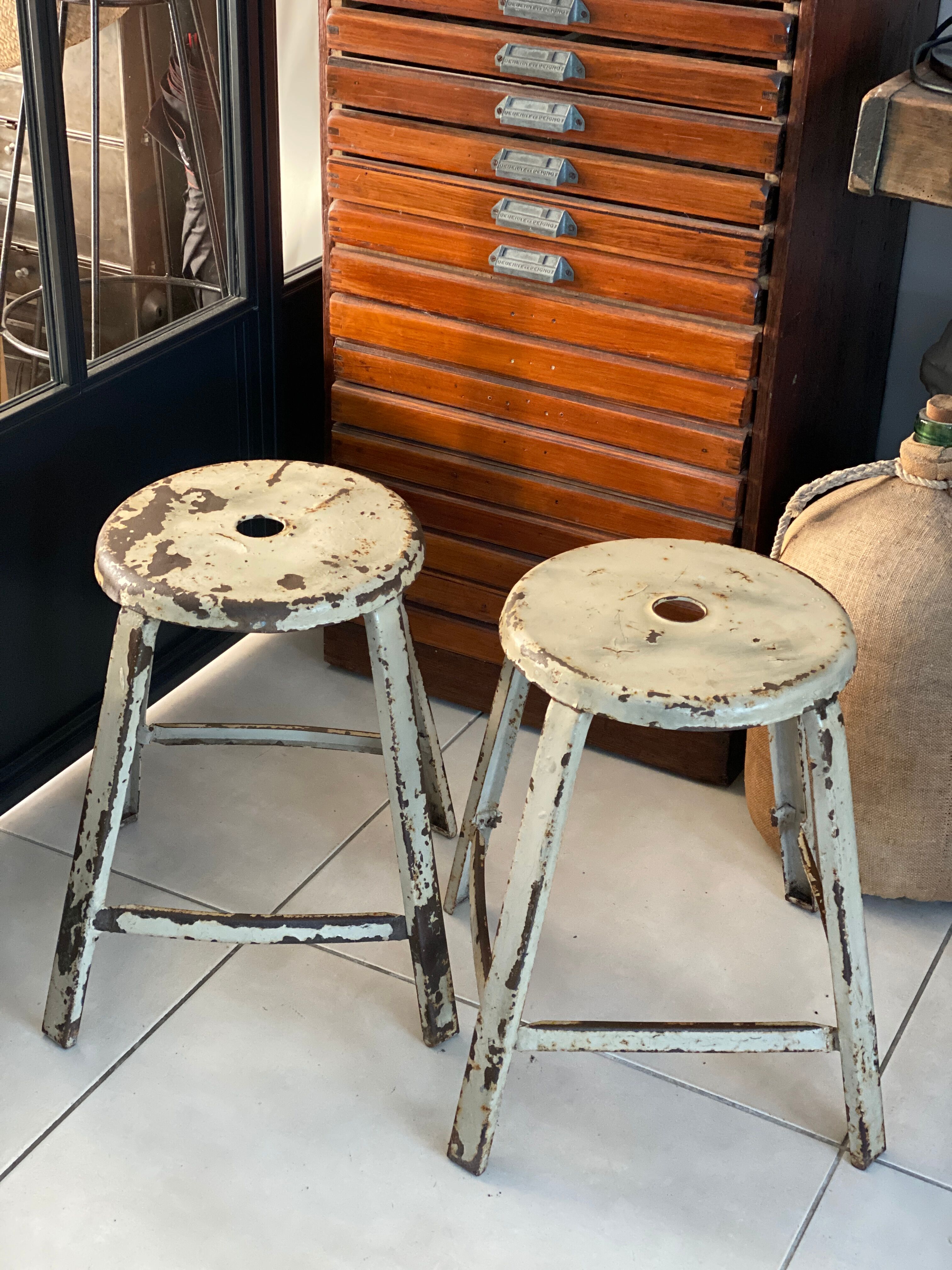 Pair of industrial stool