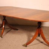 Yew and Mahogany Pedestal Dining Table - England