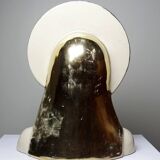 Bust of the Virgin with halo, glazed ceramic, vintage/antique craftsmanship