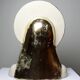Bust of the Virgin with halo, glazed ceramic, vintage/antique craftsmanship