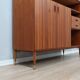 1960s Italian mid-century teak highboard restored with brass feet