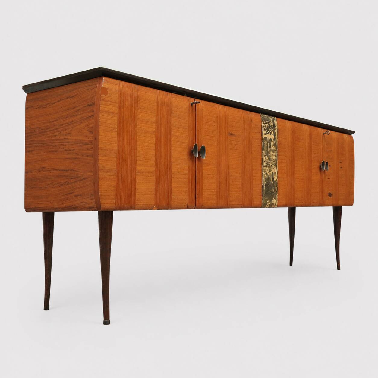 Italian vintage design sideboard with glass top – in the style of Vittorio Dassi