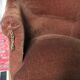 Fauteuil crapaud  & ottoman vintage velours brun profond