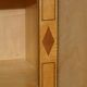 Pair of large open bookshelves in satin birch and walnut, height 2.5 m.