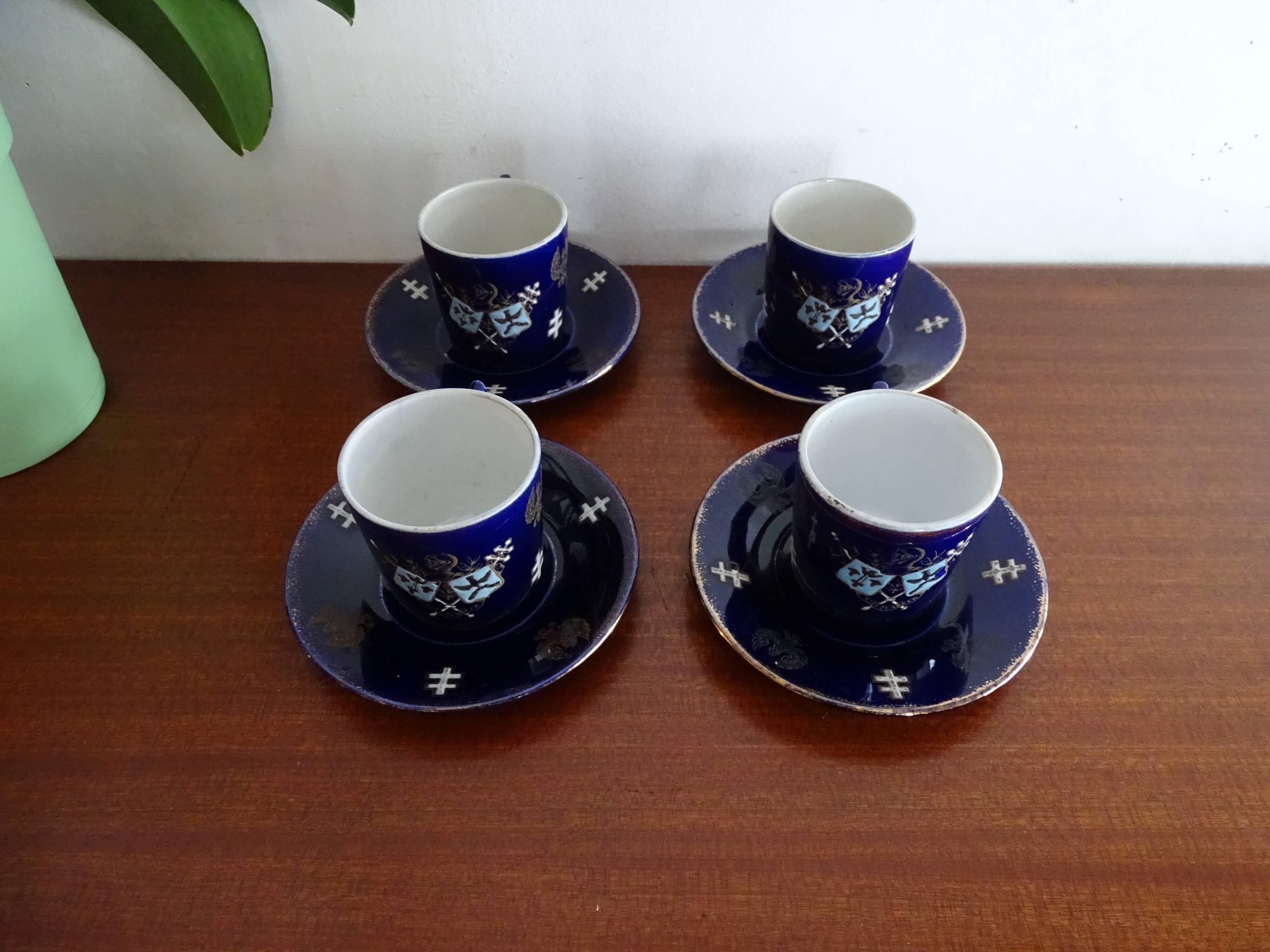 Coffee service Kg Lunéville 4 pers- Lys coat of arms Joan of Arc - Croix Lorraine