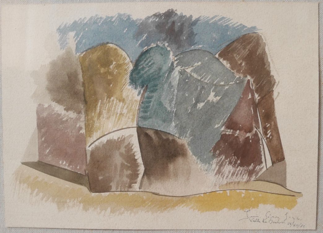 Louis Lopez Loza, Valle De Bravo, 1982, Deux Aquarelles, Mexican painter, view of Mexico