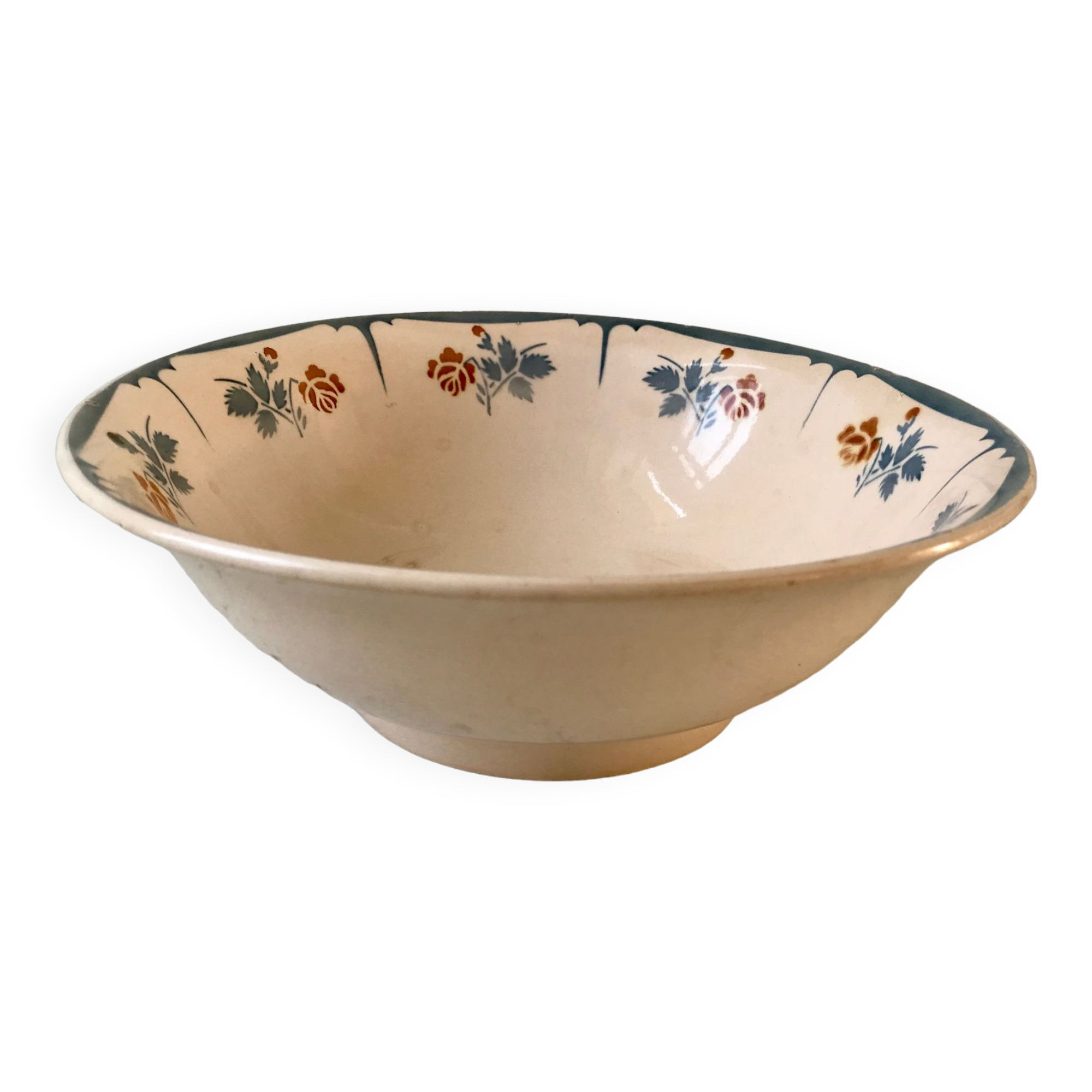 Saladier digoin sarreguemines rose et bleu années 30-40