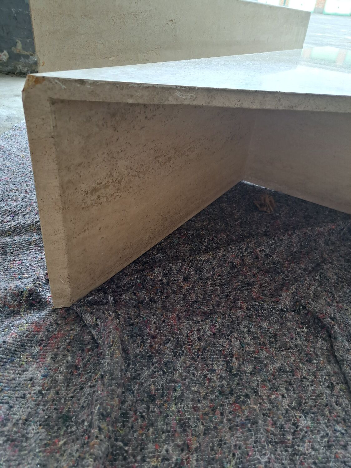 Travertine coffee table.