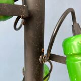 Vintage rod ceiling light with three green spotlights