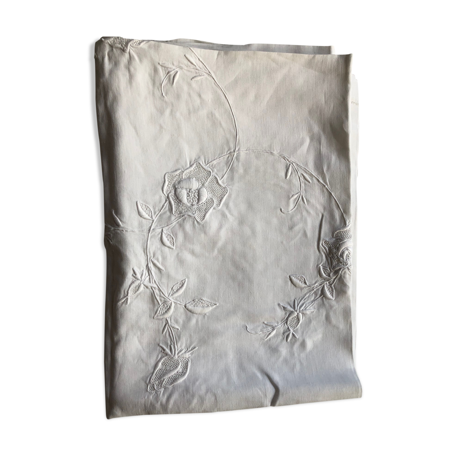 Embroidered linen tablecloth
