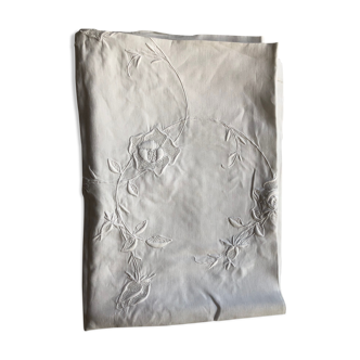 Embroidered linen tablecloth