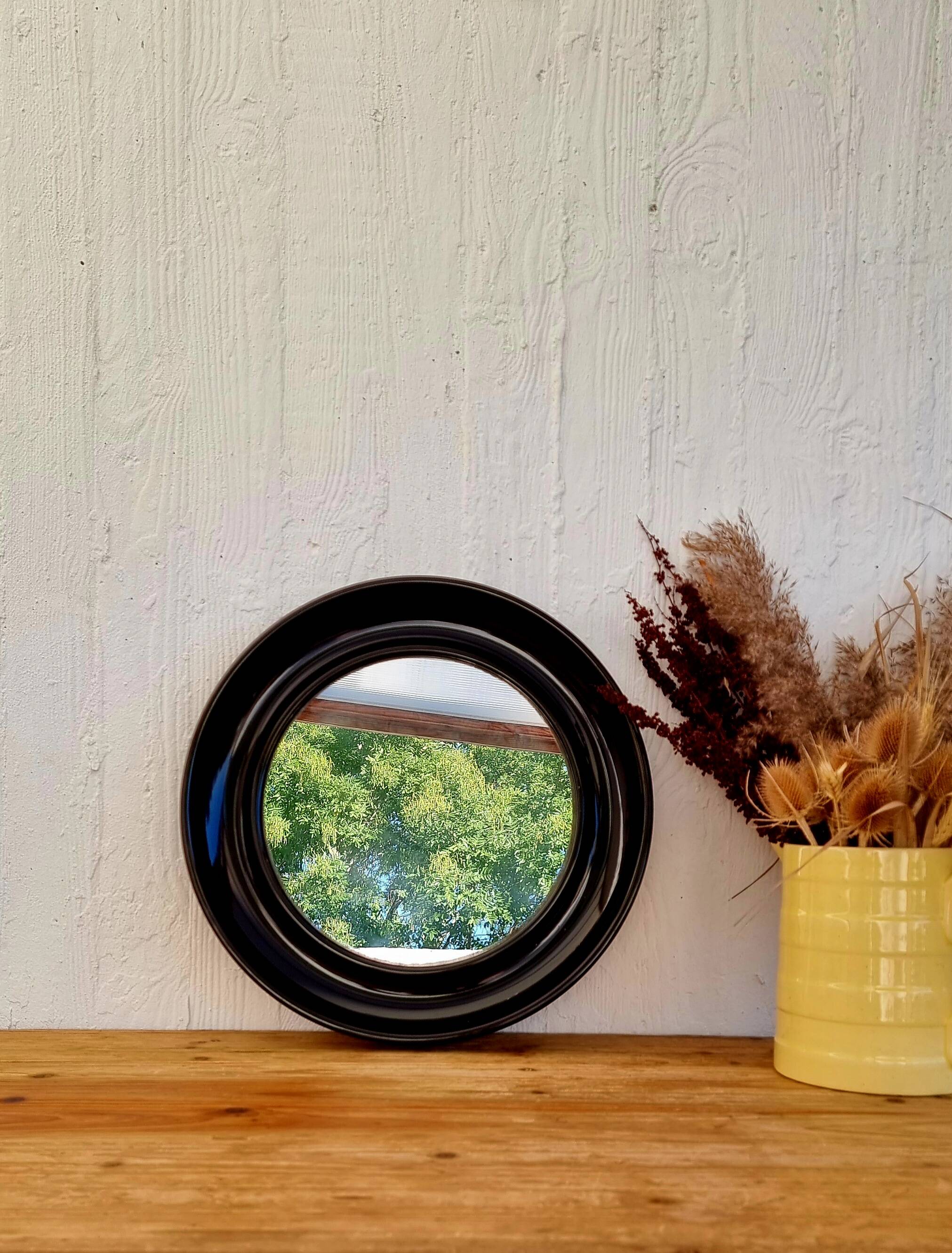 Vintage Salc brown round mirror