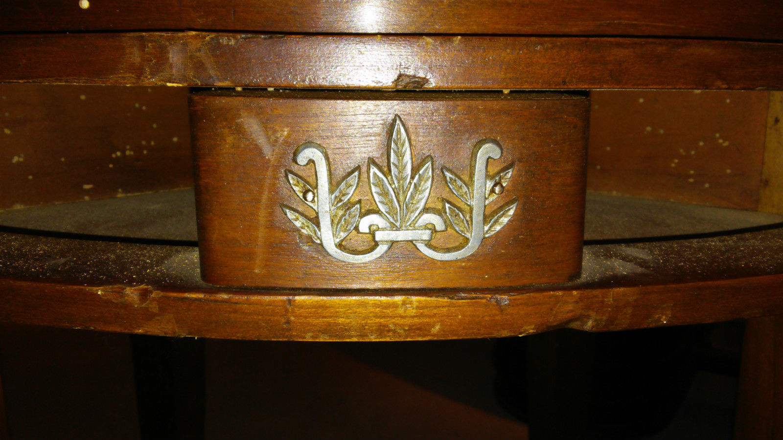 Jules Leleu pedestal mahogany and metal