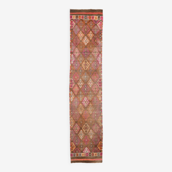 3x13 bold colorful vintage runner rug, 82x390cm