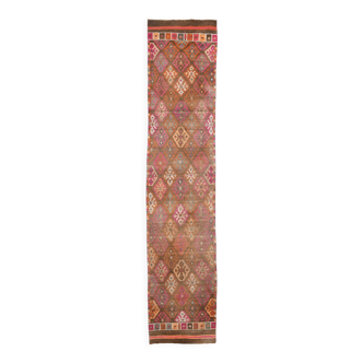3x13 bold colorful vintage runner rug, 82x390cm