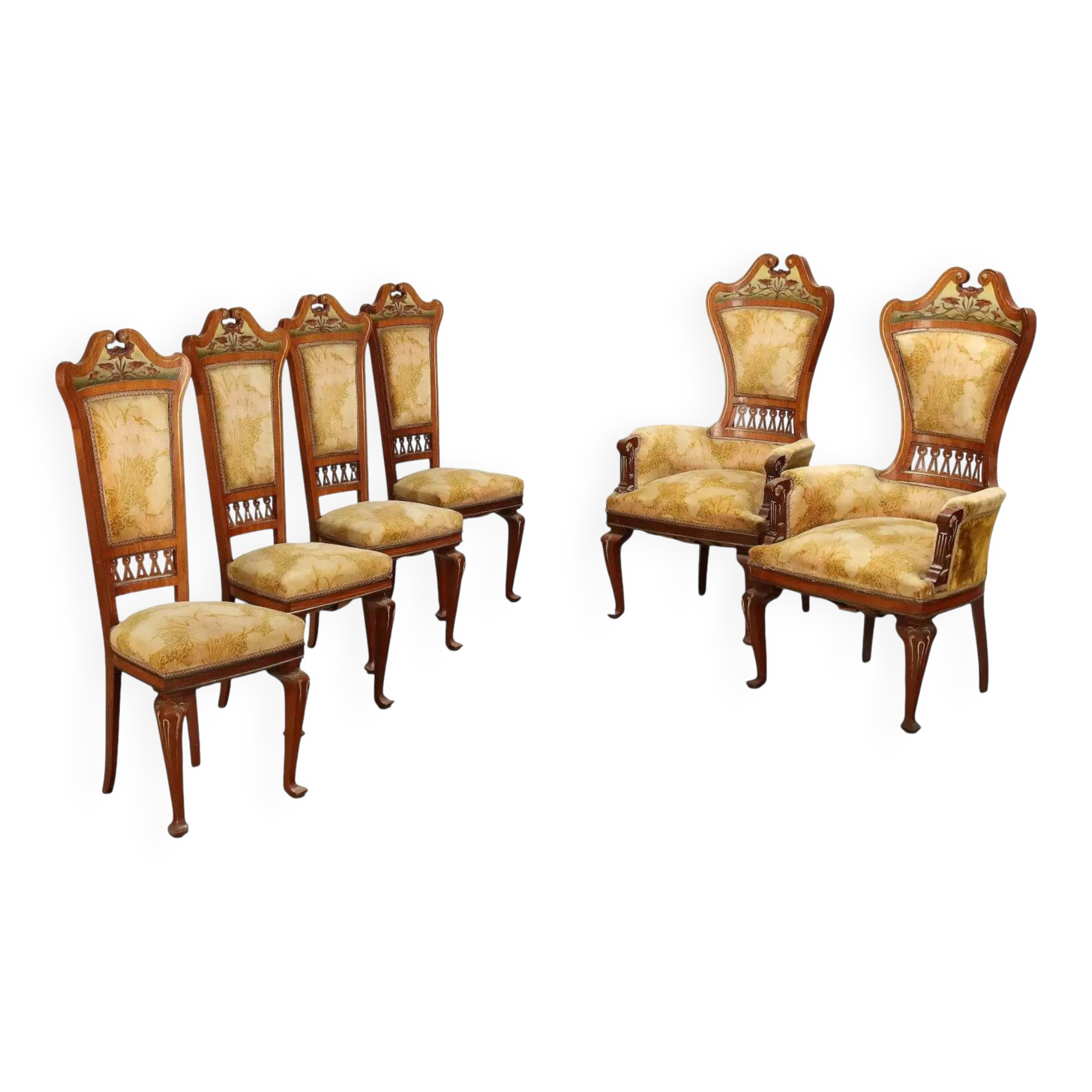 Group of Art Nouveau chairs and armchairs Italy 19th Century