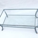 Vintage coffee table, metal and glass, Pierre Vandel