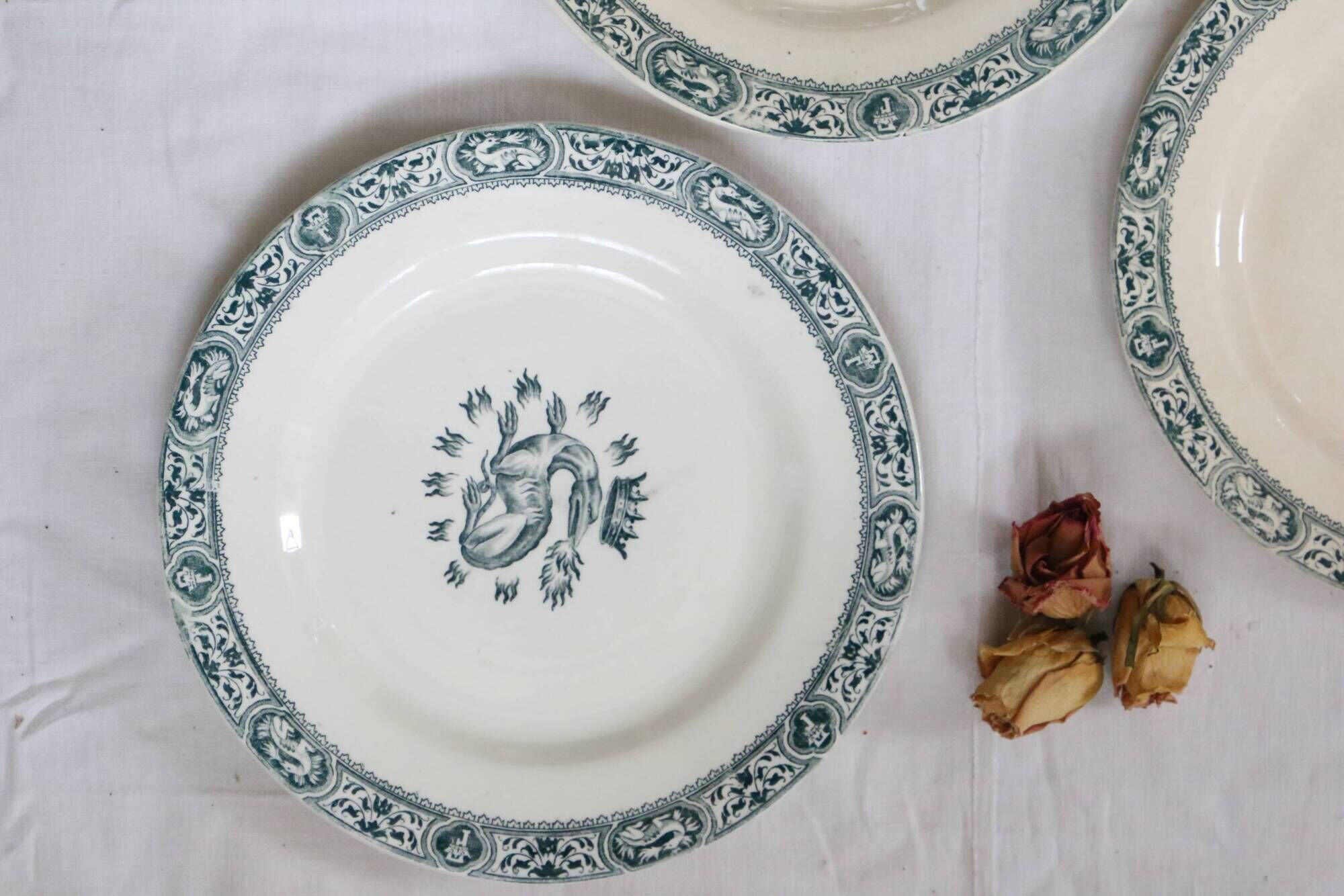 Flat plates 3, Terre de fer, Francis I motif, Salins, France