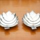 Pair of vintage leaf-shaped pockets, brass leaf cup