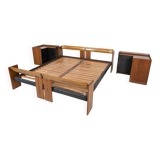 Artona Bed by Afra and Tobia Scarpa for Maxalto, with Matching Nightstands, Italy, 1970s