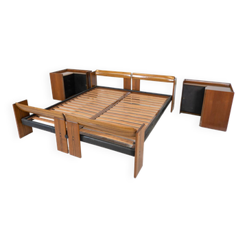 Artona Bed by Afra and Tobia Scarpa for Maxalto, with Matching Nightstands, Italy, 1970s