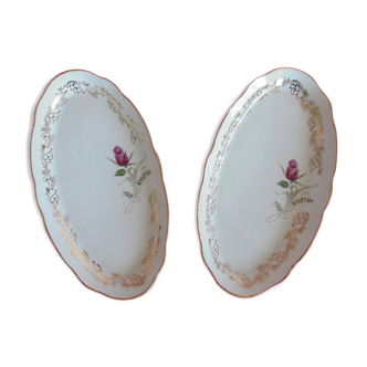 Lot 2 plats de service ovales Porcelaine Chauvigny