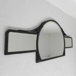 Art Deco mirror with faceted cut glass in a steel frame, 1930s