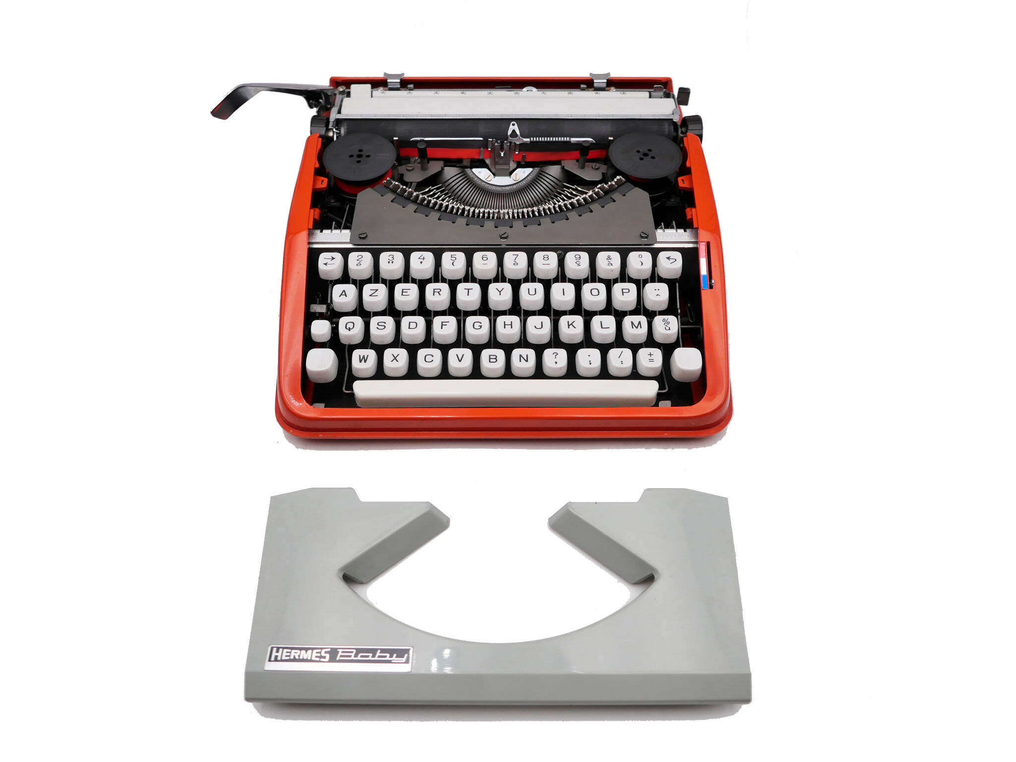 Typewriter hermes baby orange coral and blue cursive revised ribbon new