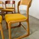 Set of 7 Baumann sled chairs in wood and mustard yellow fabric, 1960s